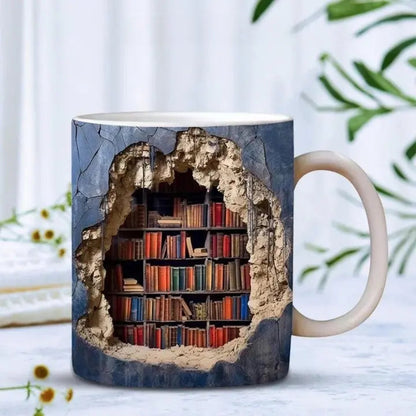 Unique Book Lover 3D Ceramic Coffee Mug
