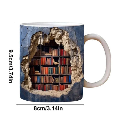 Unique Book Lover 3D Ceramic Coffee Mug