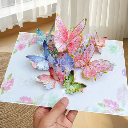 Vibrant 3D Greeting Card with Flowers and Butterflies