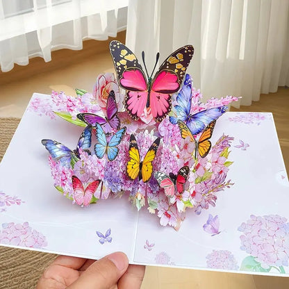 Vibrant 3D Greeting Card with Flowers and Butterflies