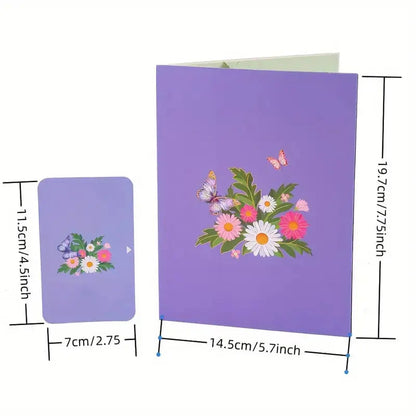 Vibrant 3D Greeting Card with Flowers and Butterflies