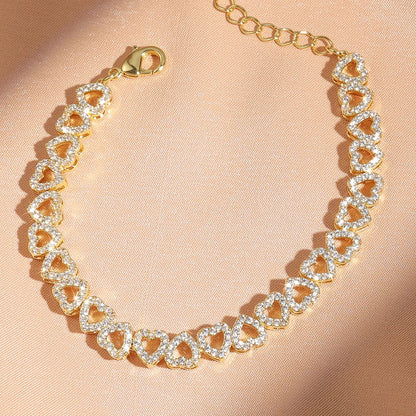 Sparkling Heart Diamond Chain Bracelet