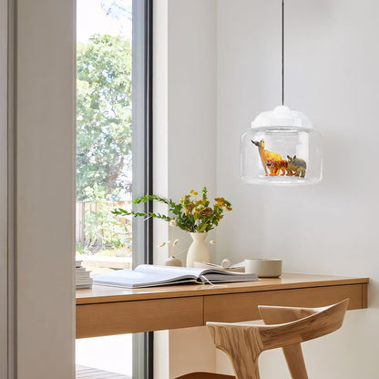 Colorful Kids Glass Pendant Lamp Fun Animal Theme