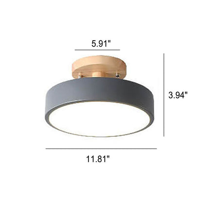 Sleek Wooden LED Semi Flush Mount Ceiling Light