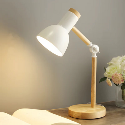 Versatile Wooden Desk LED Lamp with Adjustable Arm