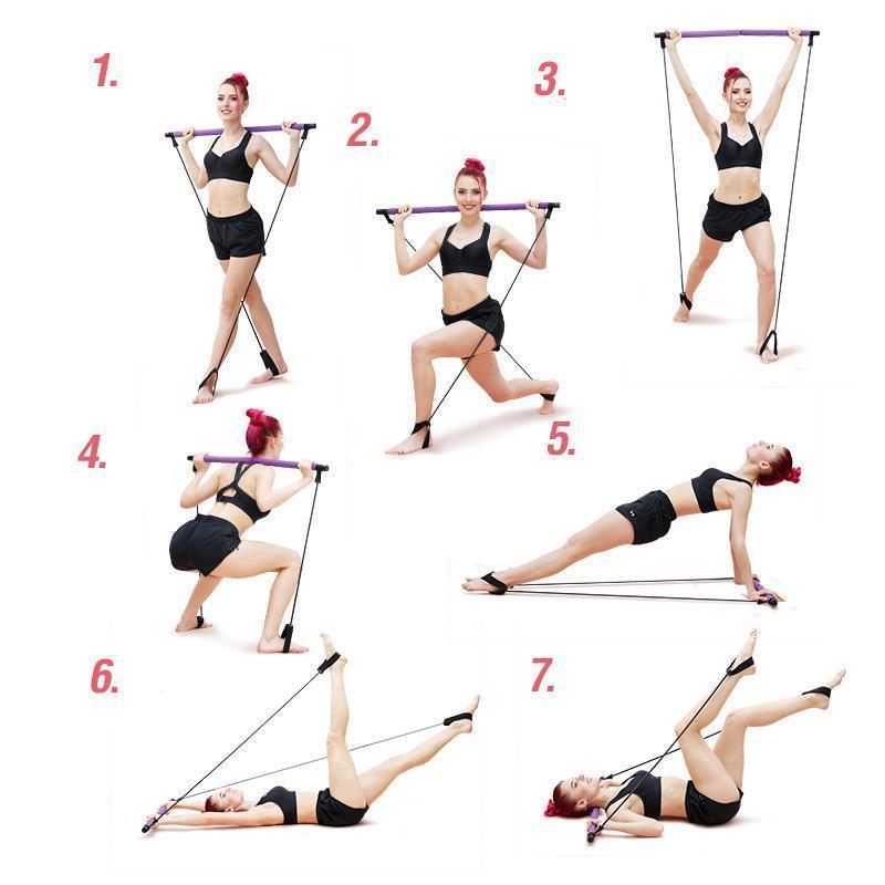 Compact Home Pilates Exercise Bar Set