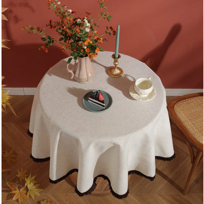 Simple Beige Cotton Table Cloth Rustic Look