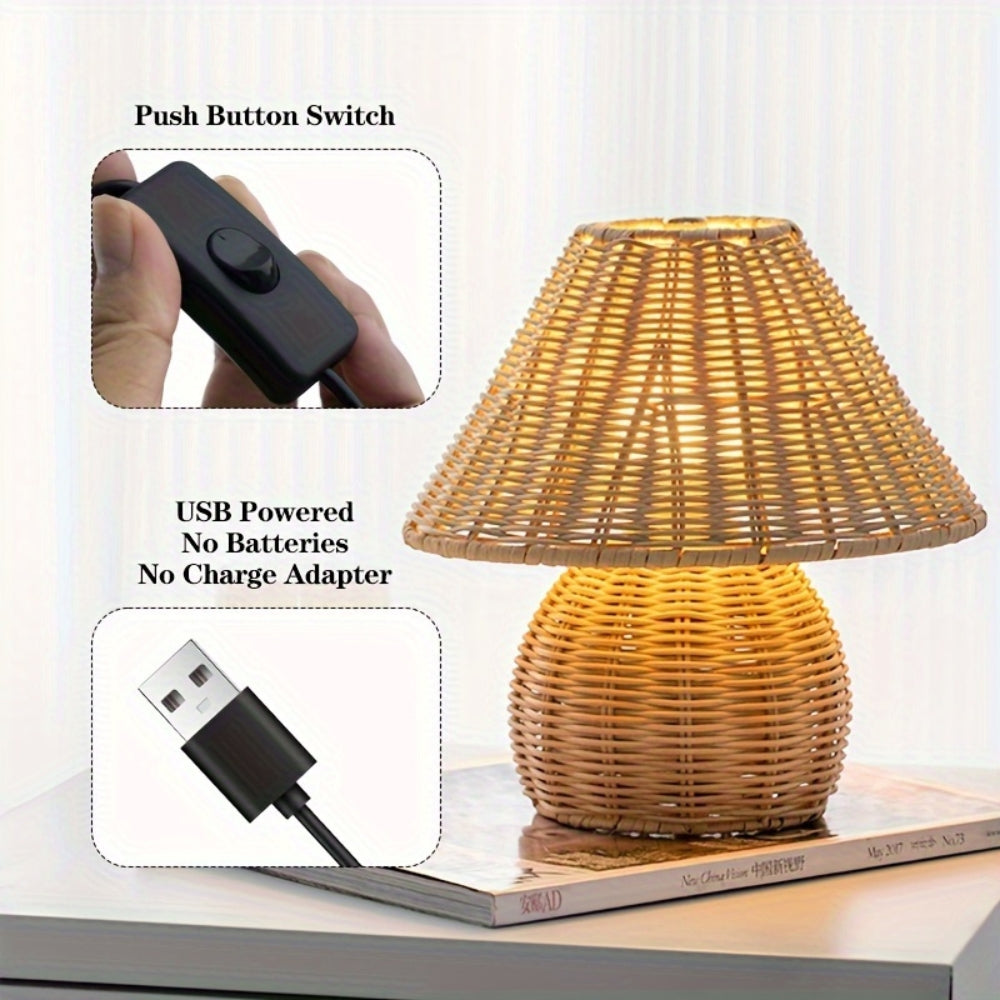 Natural Woven Rattan Table Light