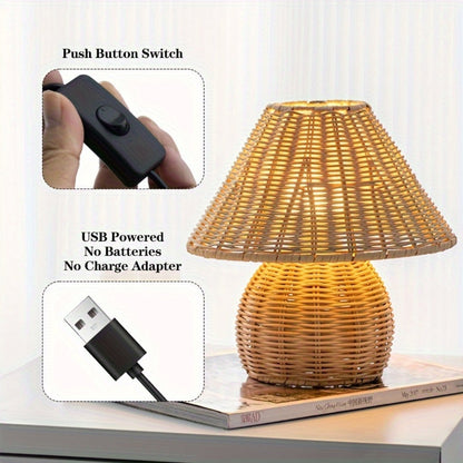 Natural Woven Rattan Table Light