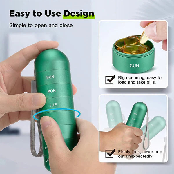 Waterproof Daily Pill Box with 7 Day Organizer
