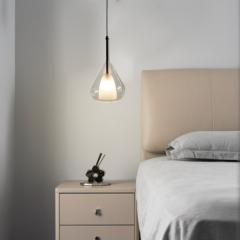 Modern Glass Pendant Light with Raindrop Shade