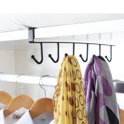 Space-Saving 6-Hook Under Cabinet Storage Rack