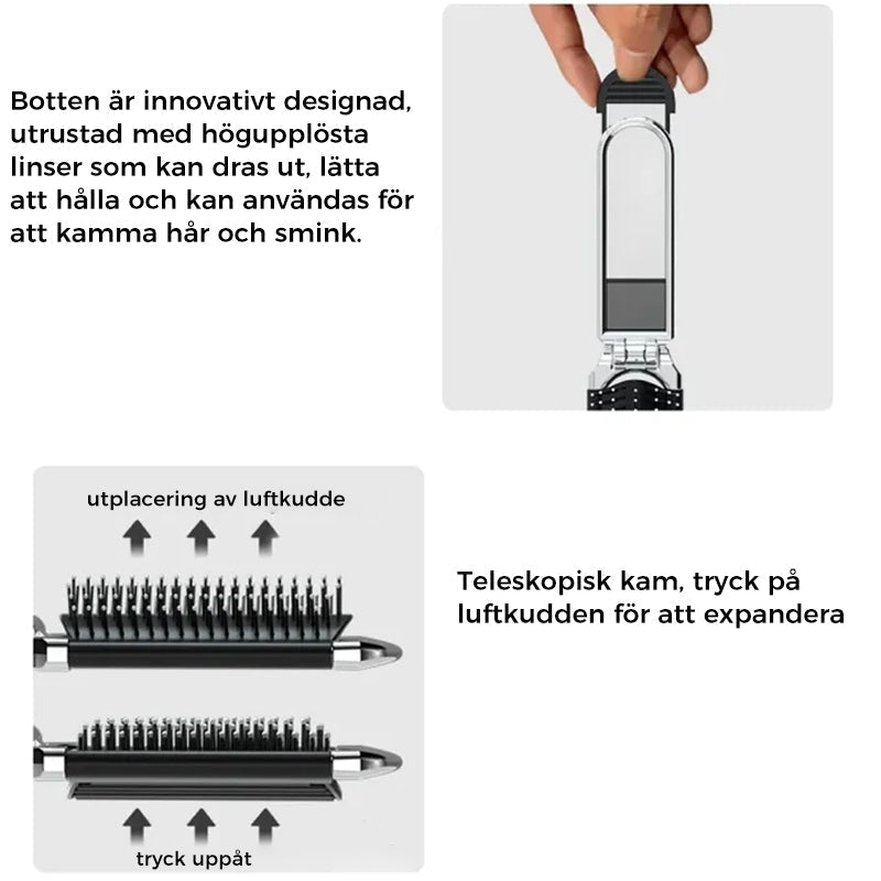Portable Travel Mirror Brush Compact Folding Design