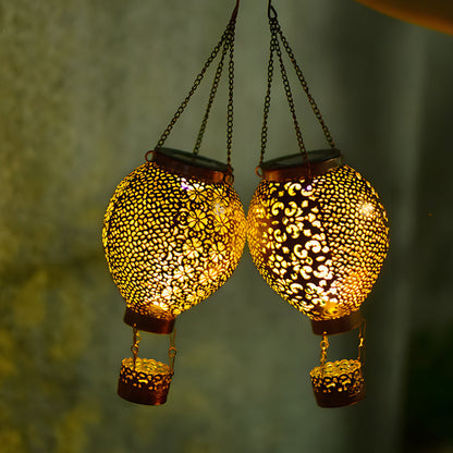 Outdoor Solar Powered Metal Lantern Hanging Garden Light