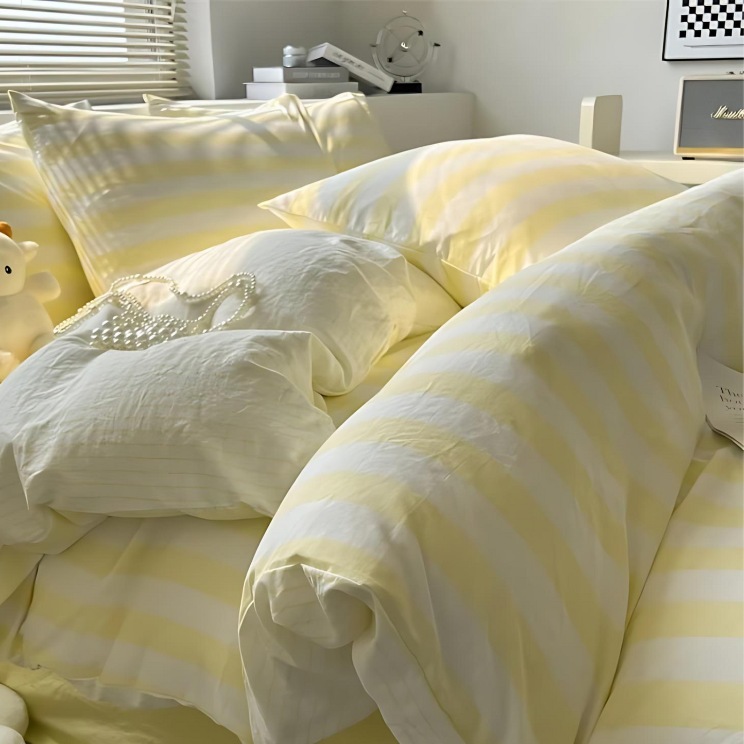 Timeless Stripe 4 Piece Bed Sheet Set Duvet Cover