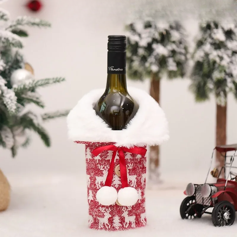 Warm Furry Christmas Wine Bottle Cover