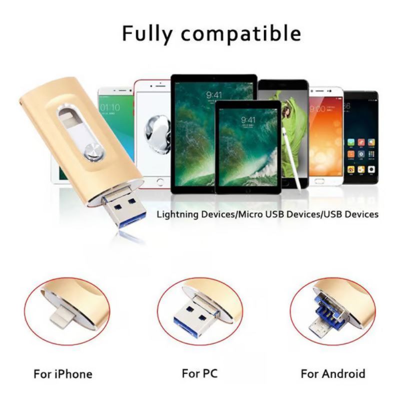 Versatile 3-in-1 USB Flash Drive for Phone and PC