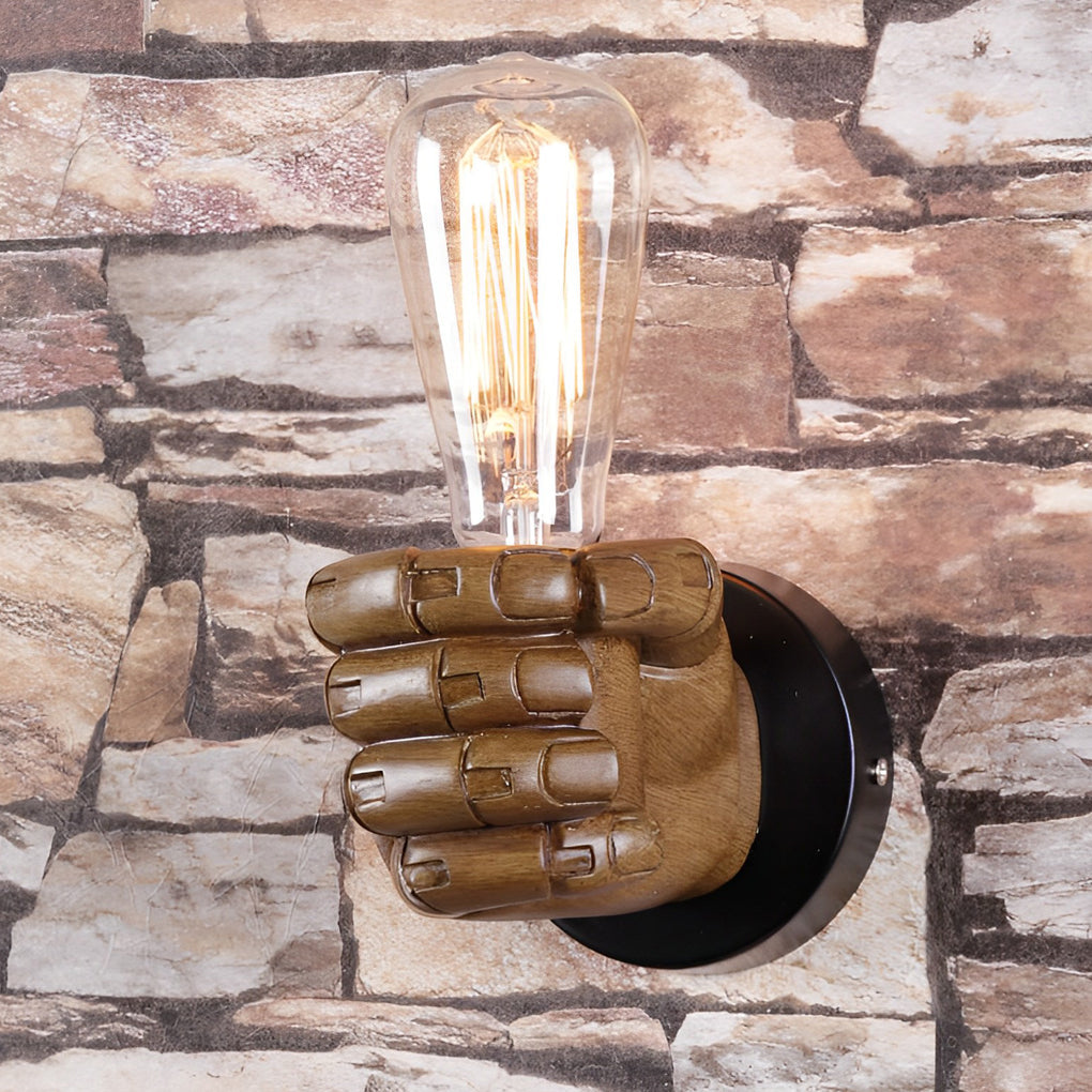 Edgy Metal Fist Wall Light Industrial Lamp Sconce