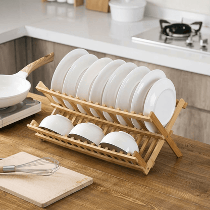 Compact Bamboo Foldable Dish Rack