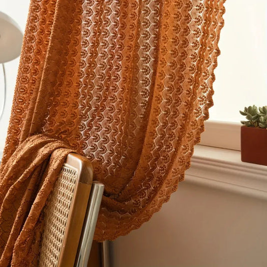Warm Beige Macrame Window Curtain Panel - Cofik