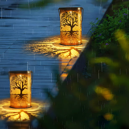 Outdoor Solar Powered Hanging Lanterns Set
