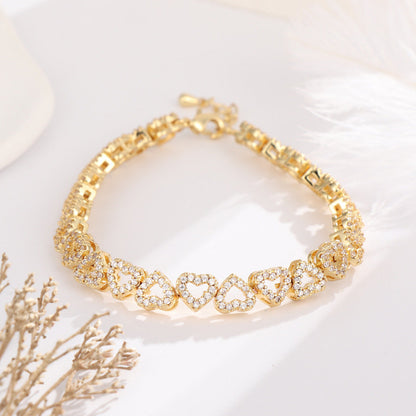 Sparkling Heart Diamond Chain Bracelet - Cofik