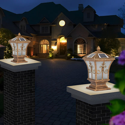 Outdoor Solar Fence Post Lights with Classic Design