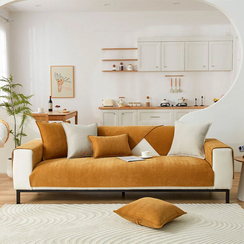 Plush Check Soft Sofa Slipcover Furniture Protector