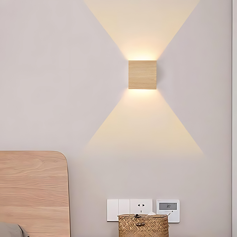 Rustic Wood Square Wall Light - Cofik