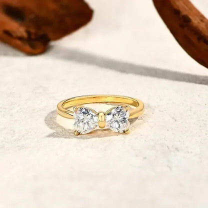 Elegant Sterling Silver Bow Moissanite Ring