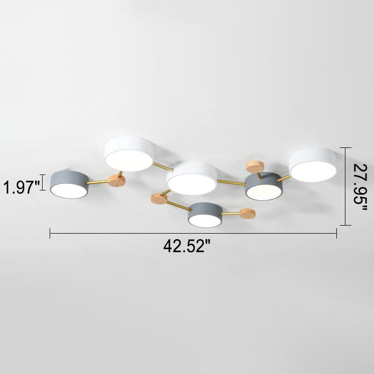 Sleek Gray Wooden Ceiling Light Fixtures 23.6 Inch