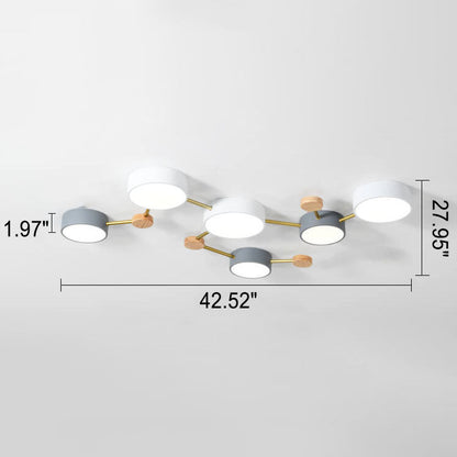 Sleek Gray Wooden Ceiling Light Fixtures 23.6 Inch