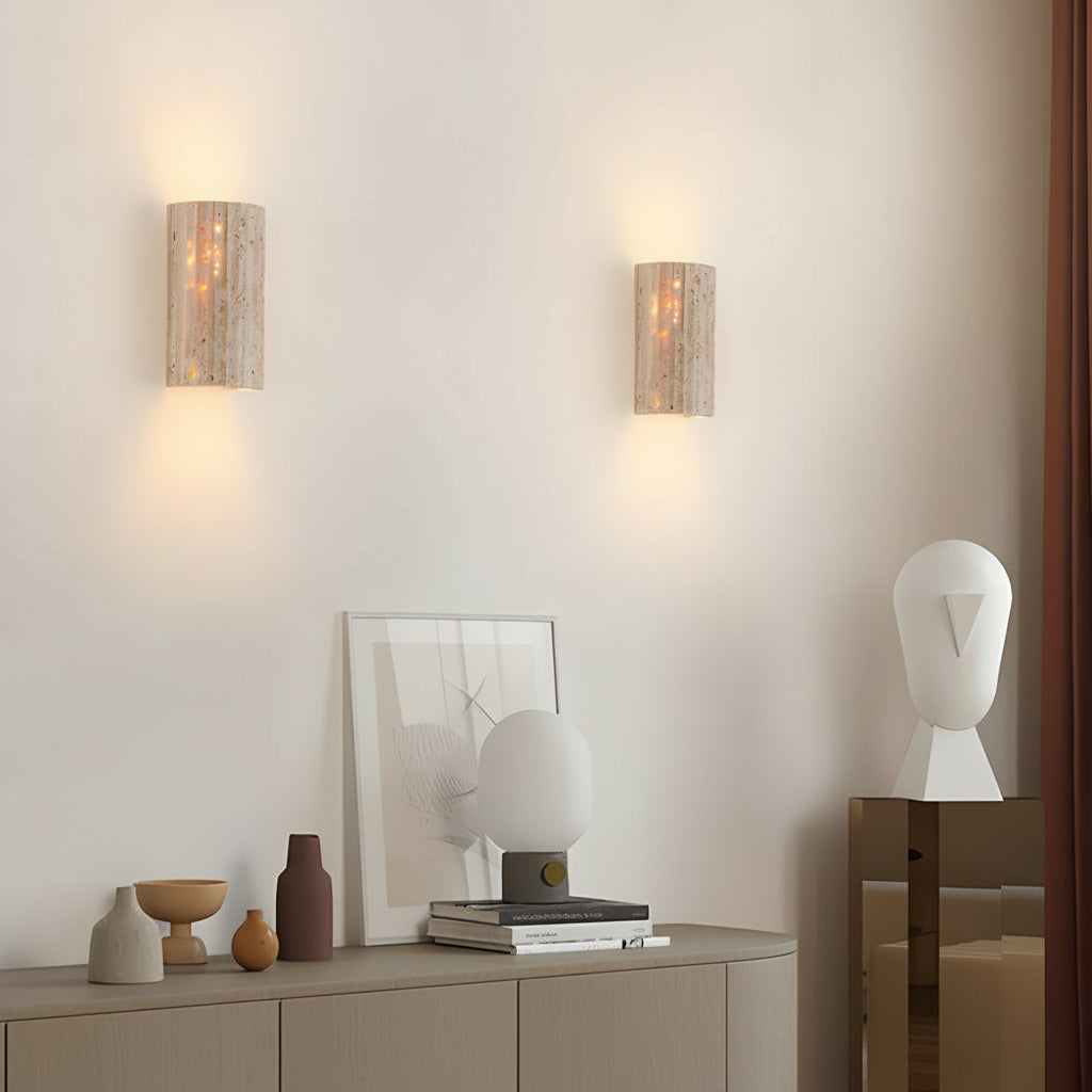 Slim LED Wall Light - Natural Stone Finish