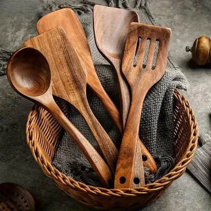 Solid Wood Cooking Utensil Set