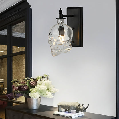 Edgy Metal Skull Wall Light - Dark Iron Decor Lamp