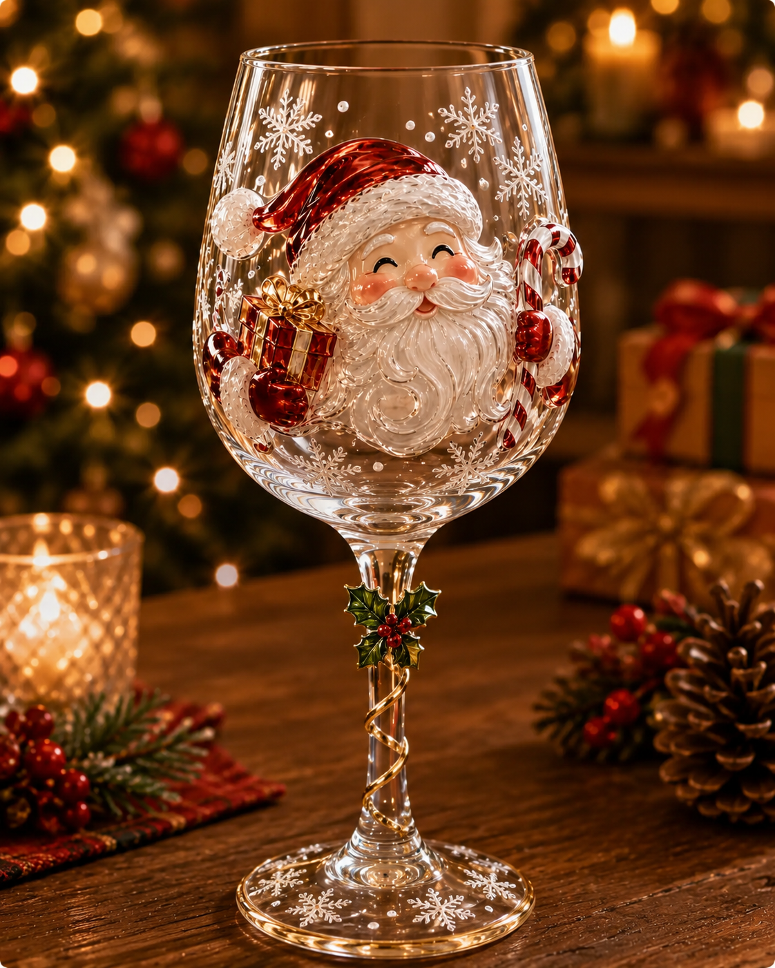 3D Christmas Wine Glasses