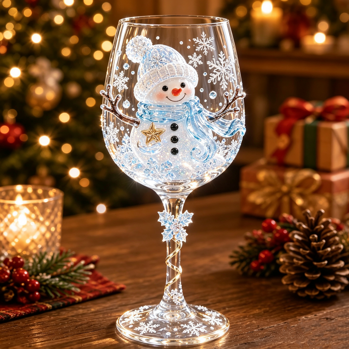 3D Christmas Wine Glasses