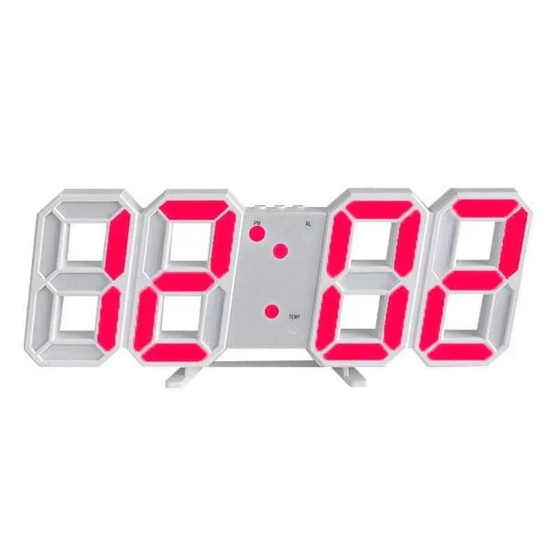Modern 3D LED Digital Wall Clock with Dimmable Light