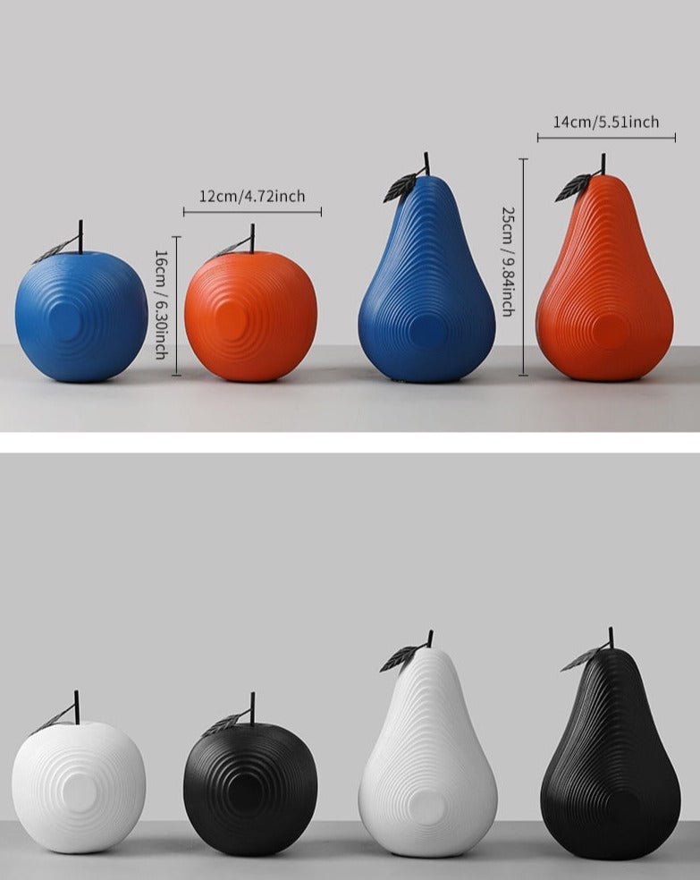 Realistic Fruit Apple & Pear Decor Sculpture