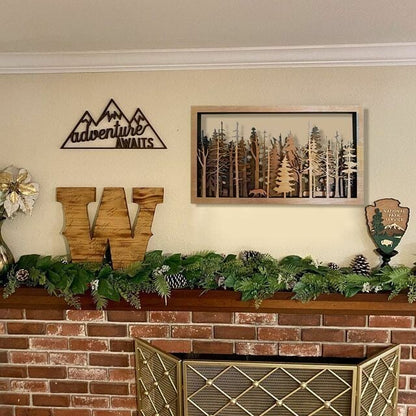 3D Wooden Forest Wall Art Fox Tree Silhouette
