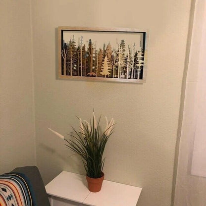 3D Wooden Forest Wall Art Fox Tree Silhouette