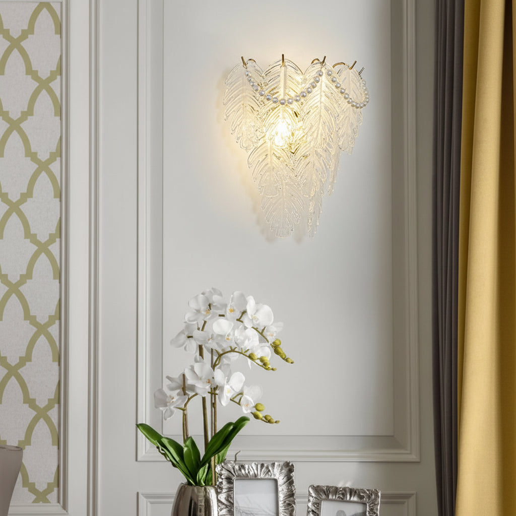Elegant Glass Wall Light with Gold Accent