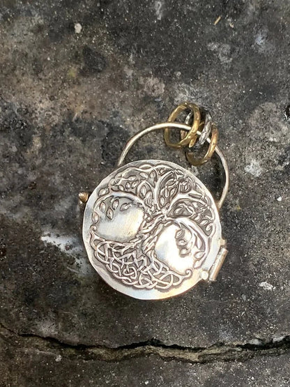 Sparkling Silver Locket Necklace with Moon Tree Pendant