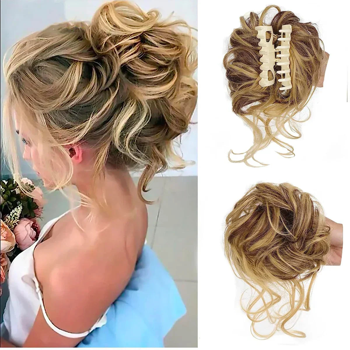 Soft Clip-in Bun for Curly Hair with Extra Volume - Cofik