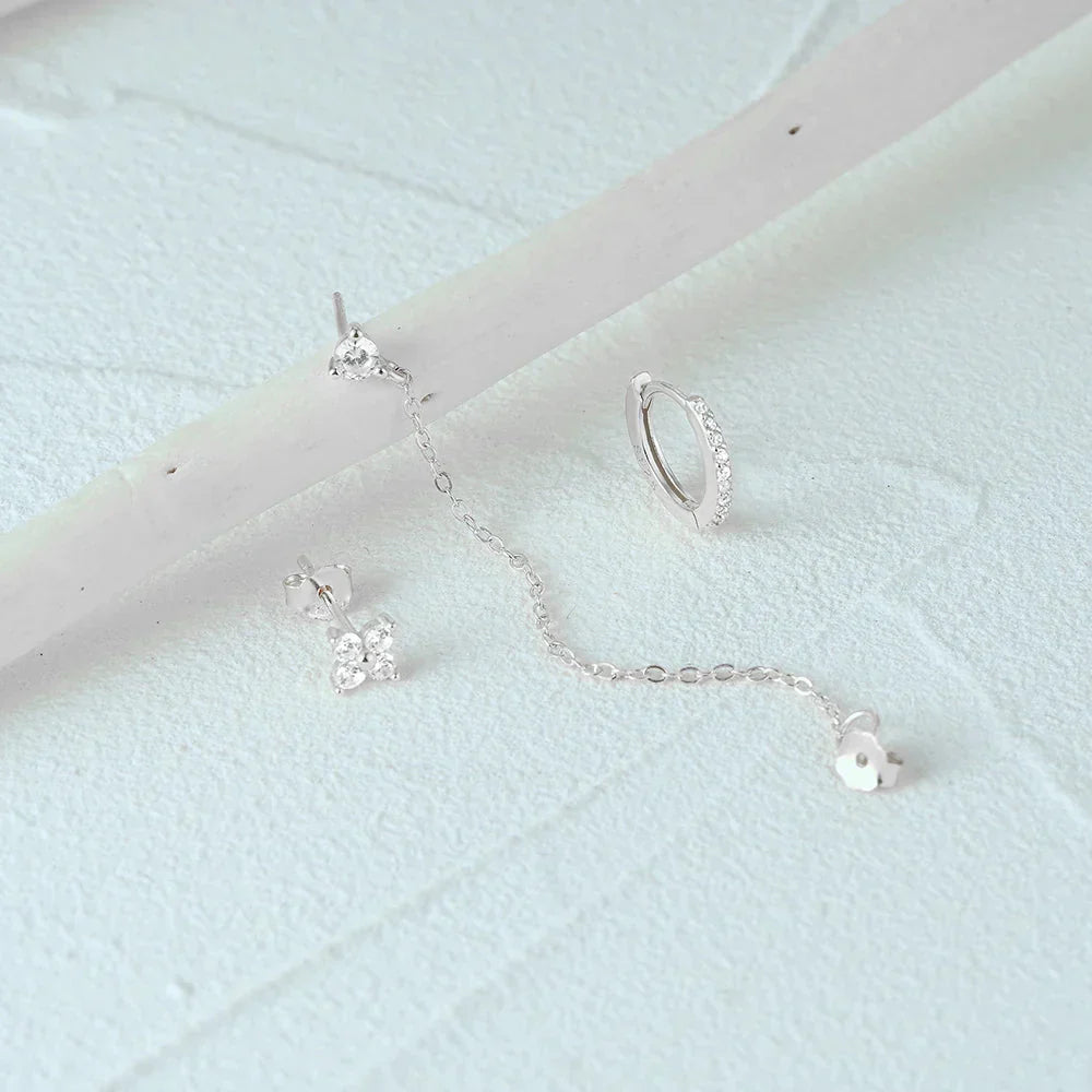 Delicate Flower Drop Earring Set 3 Pieces