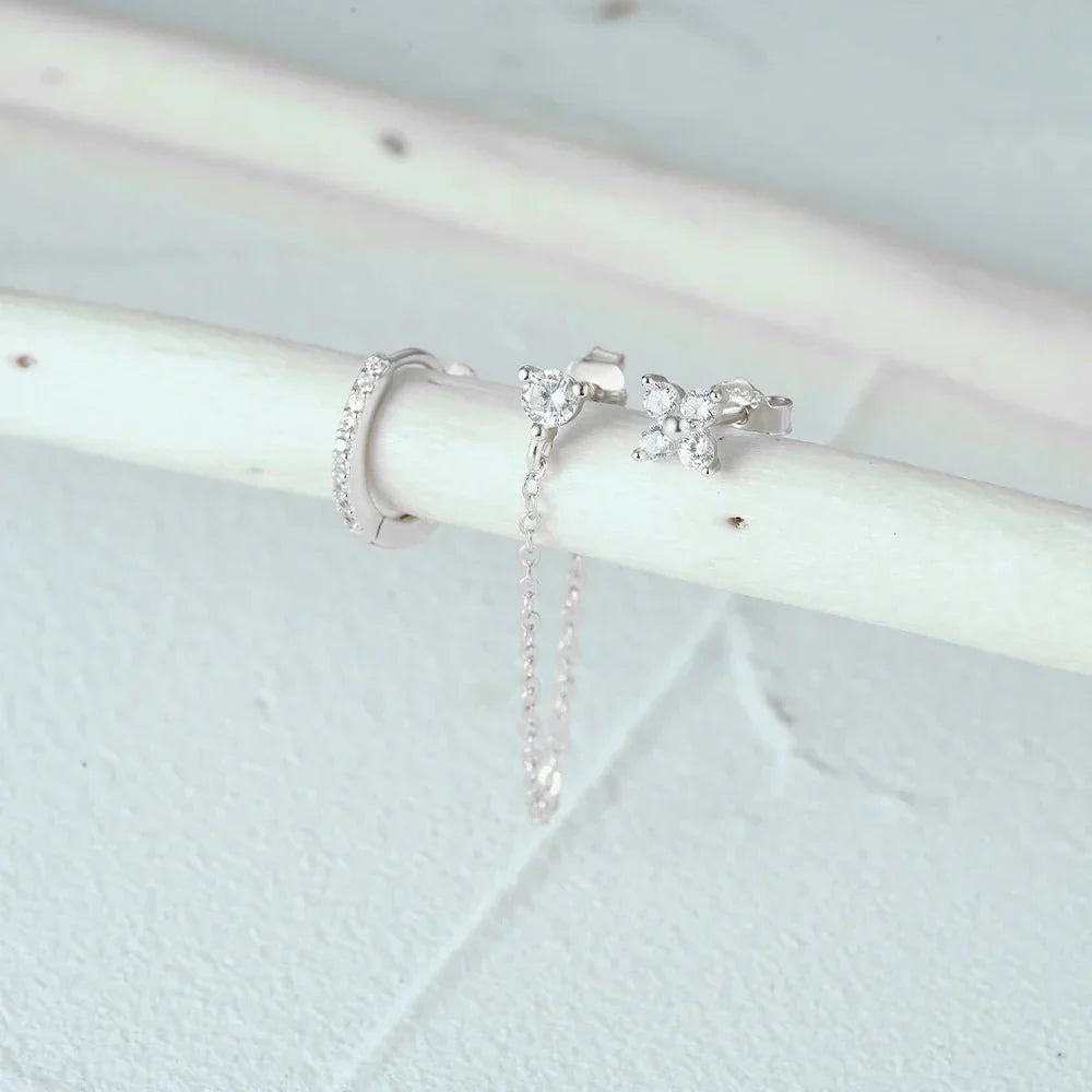 Delicate Flower Drop Earring Set 3 Pieces