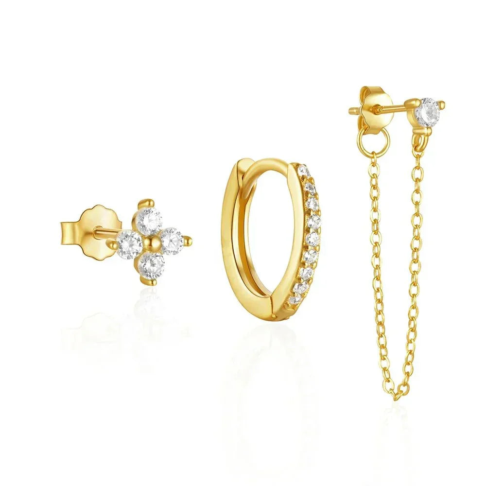 Delicate Flower Drop Earring Set 3 Pieces