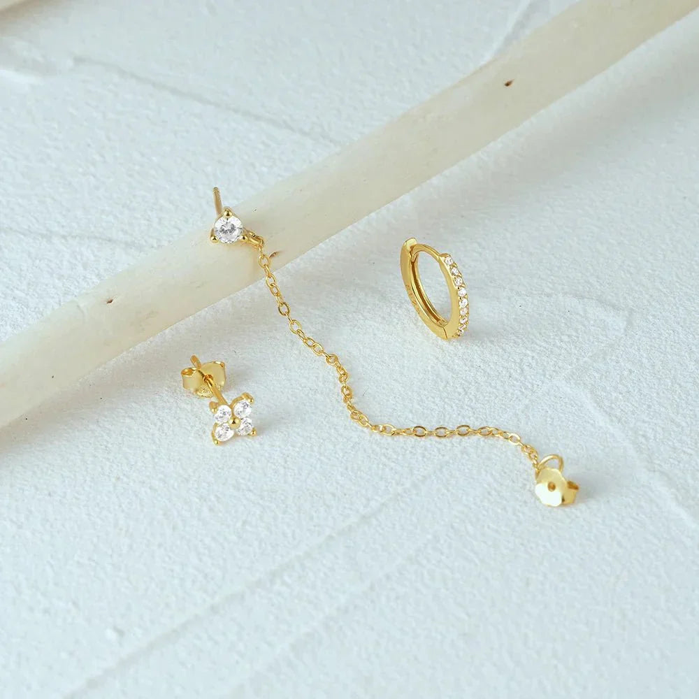 Delicate Flower Drop Earring Set 3 Pieces