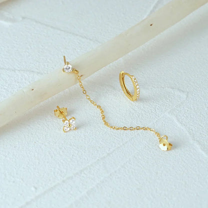 Delicate Flower Drop Earring Set 3 Pieces