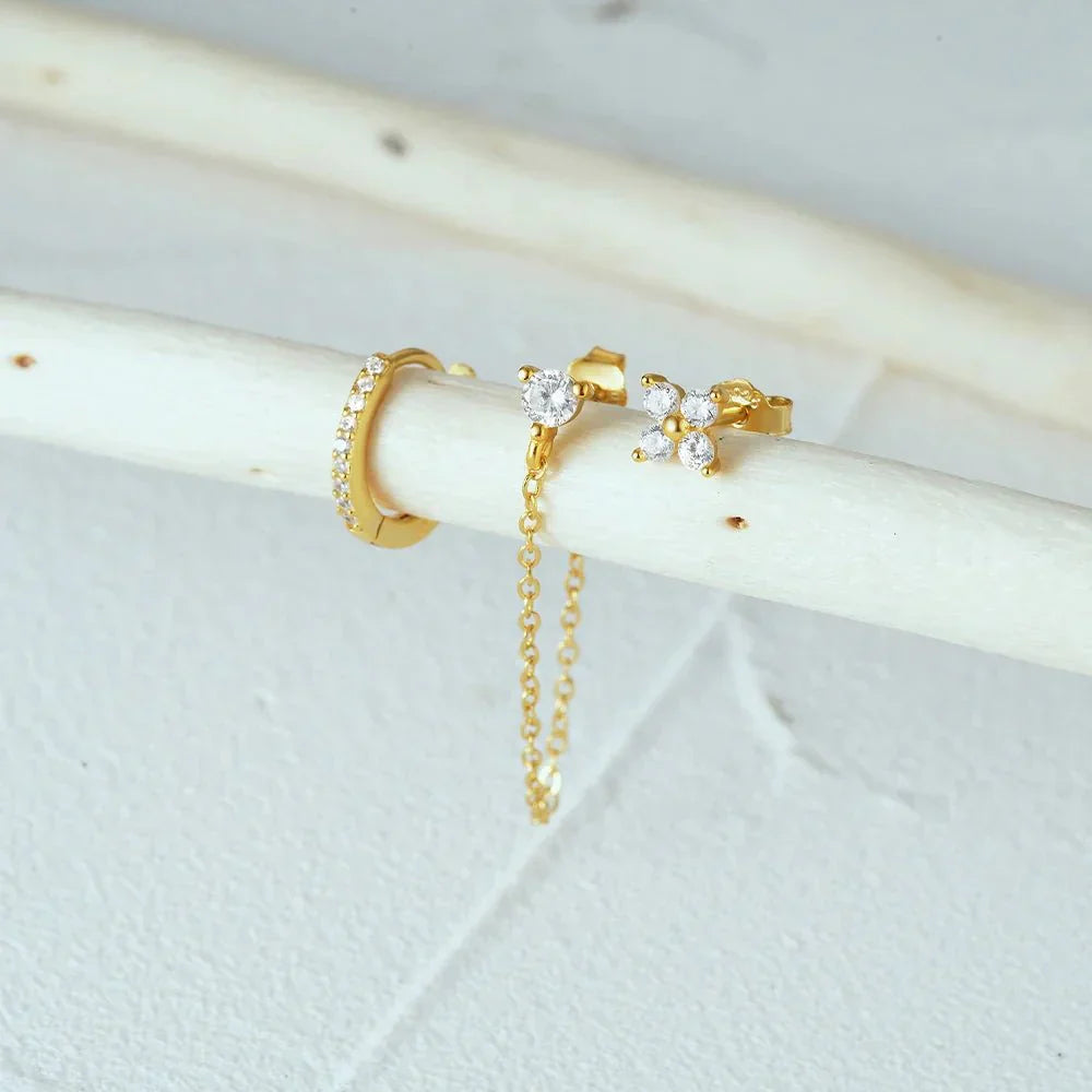Delicate Flower Drop Earring Set 3 Pieces